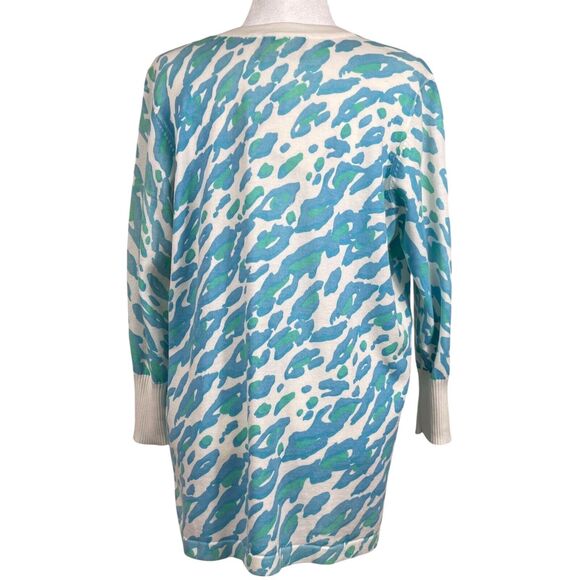 NWT Bob Mackie Wearable Art Cardigan Sweater Size Large Blue Green Animal Print - Picture 11 of 16